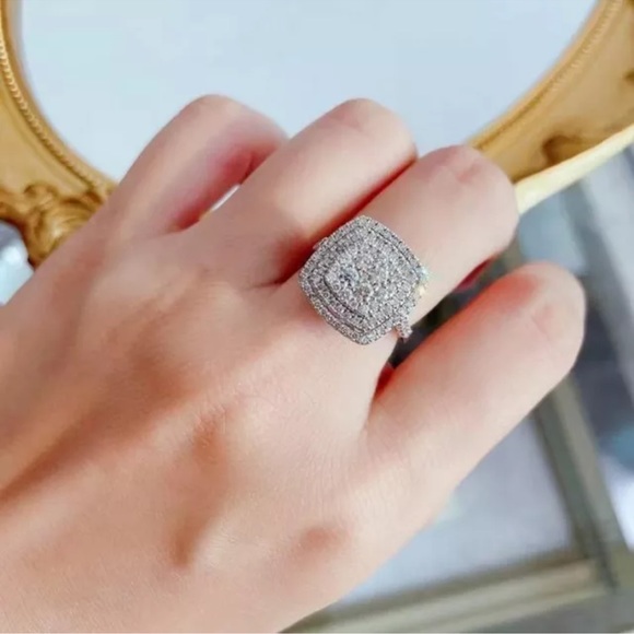 Luxury 925 Silver Rings for Women Cubic Zirconia Wedding Jewelry Gifts - Picture 2 of 5